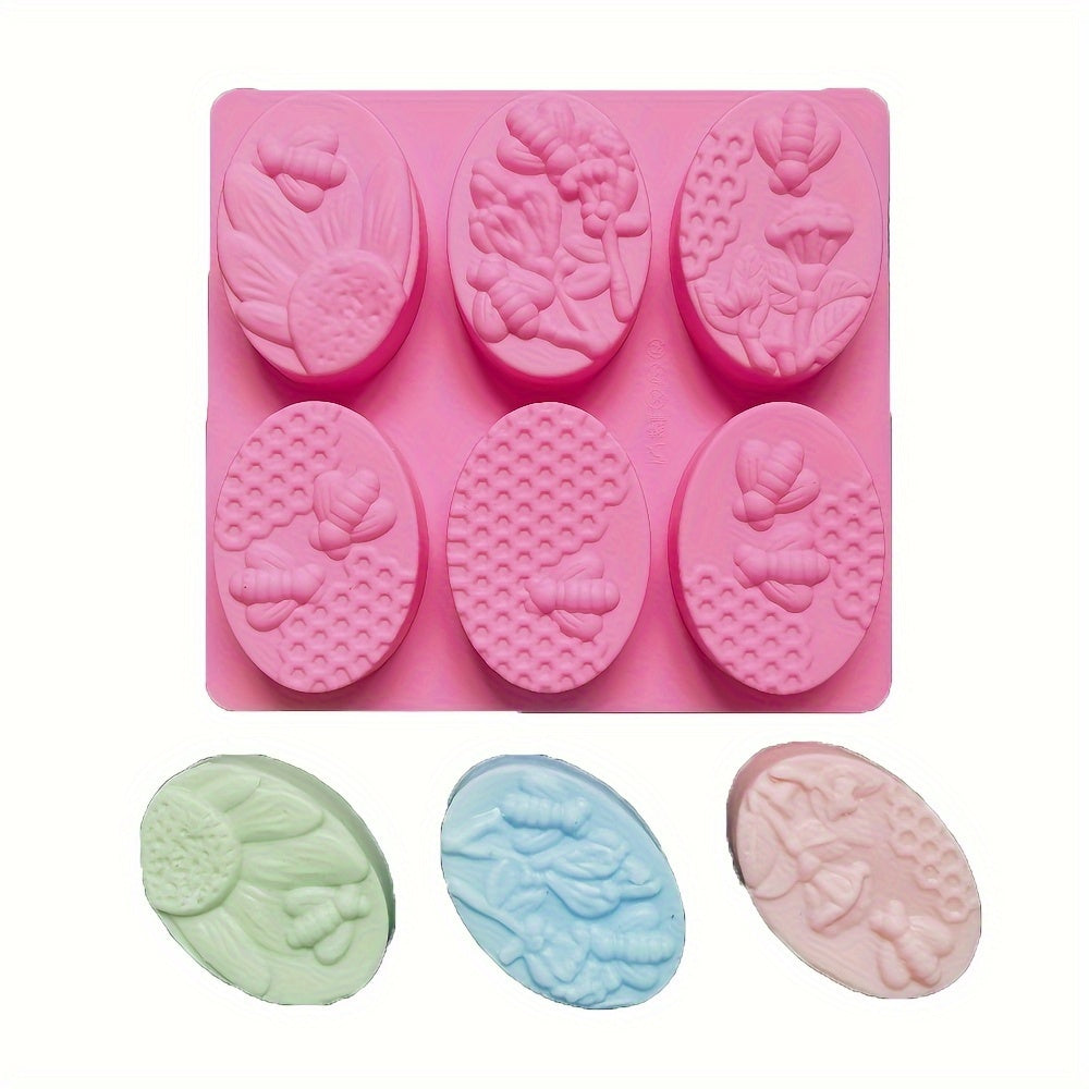 1pc Oval Bee Silicone Soap & Candle Mold