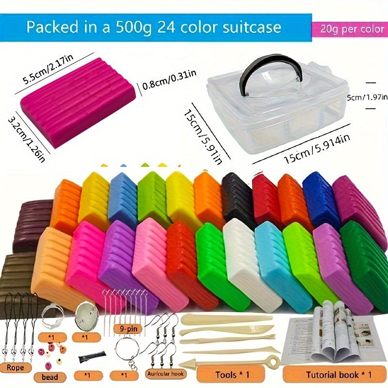 24 Colors  Non-Toxic Soft Modeling Clay Set With Sculpting Tools