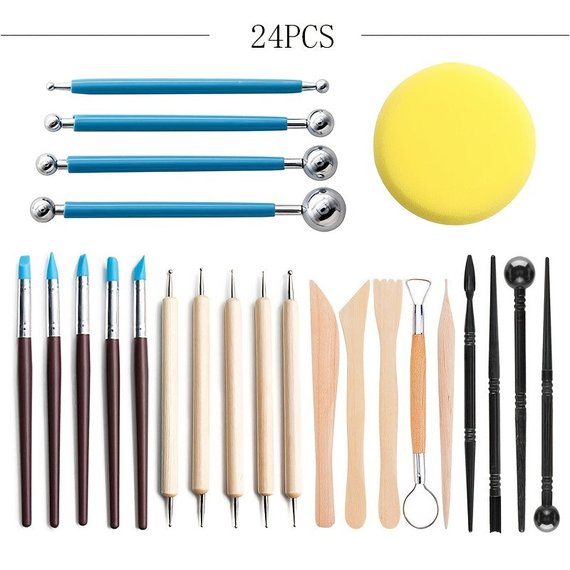 24pcs Clay Tools Kit, Polymer Clay Tools, Ceramics Clay Sculpting Tools Kits