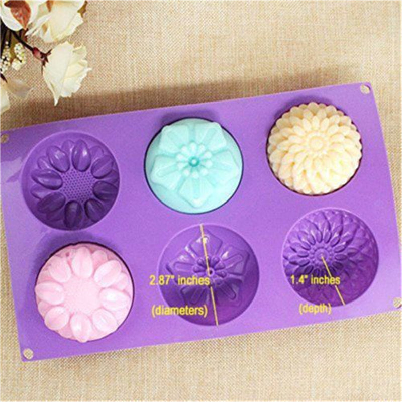 1pc Silicone Mold 6-Grid 3D Flower For Soap Making