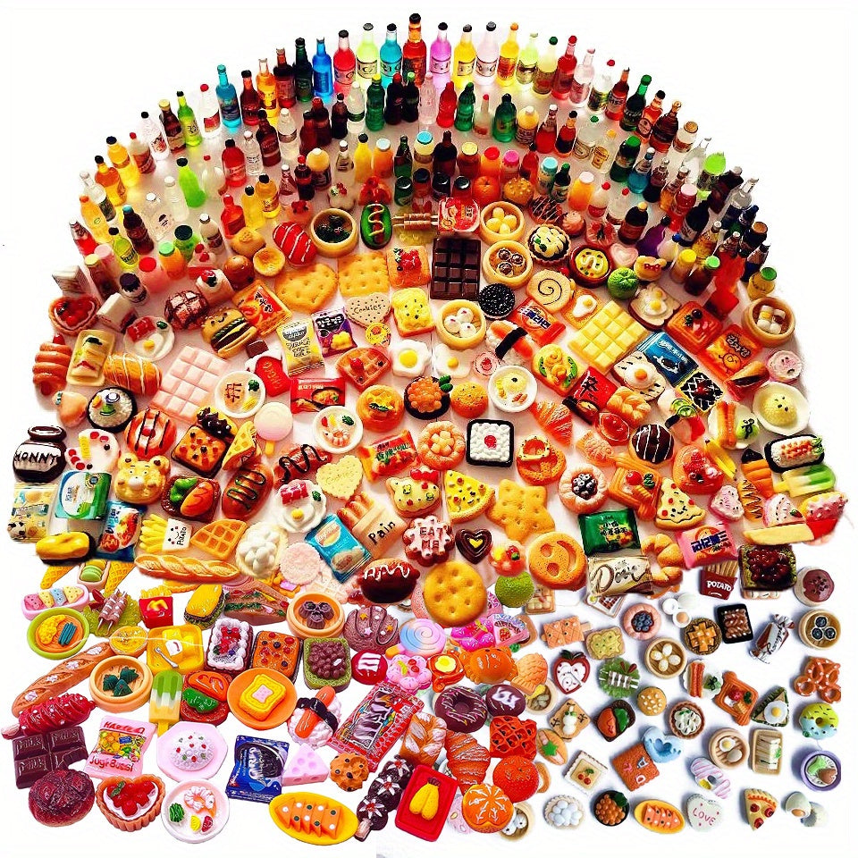 Decorating Dollhouse Kitchen With Mixed Resin Miniature Food And Drinks Toys