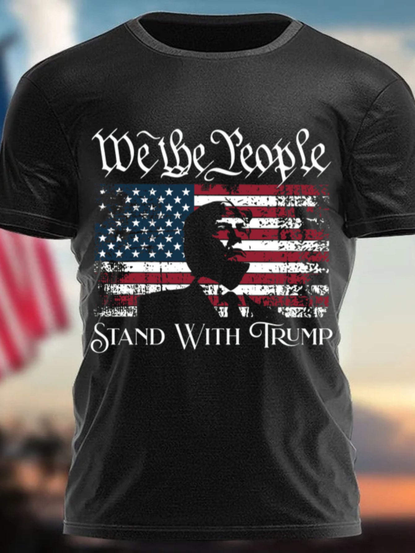 New 2024 Trump Print T-Shirt, Street Short Sleeve Cotton