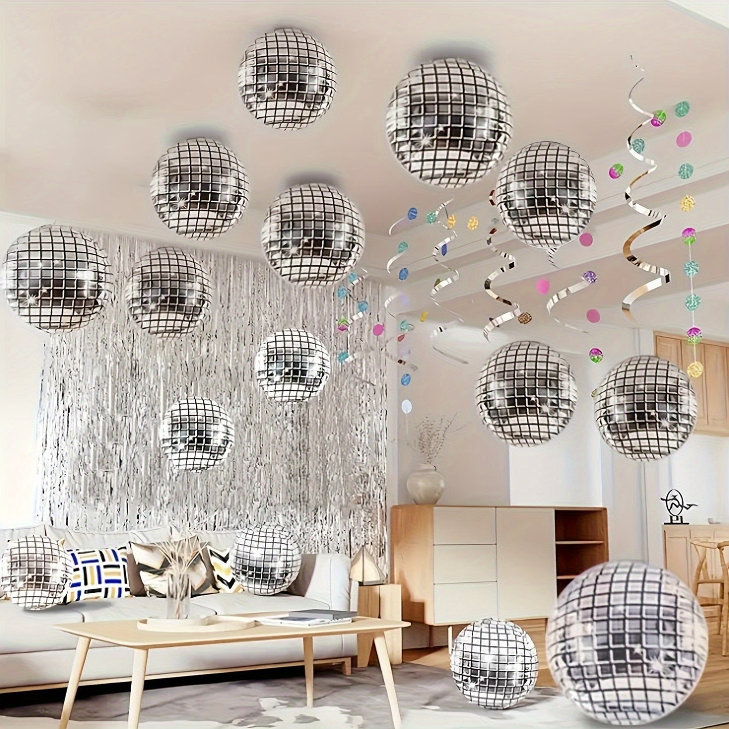 32pcs, Silvery Disco Ball Balloons Party Decoration