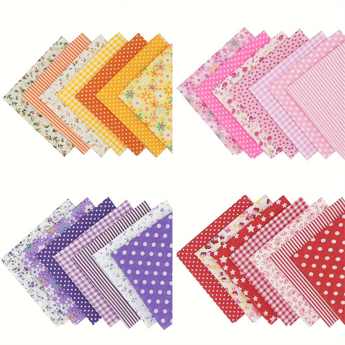 56-Piece Cotton Fabric Bundle - 9.8" Precut Squares with Assorted Flower Patterns