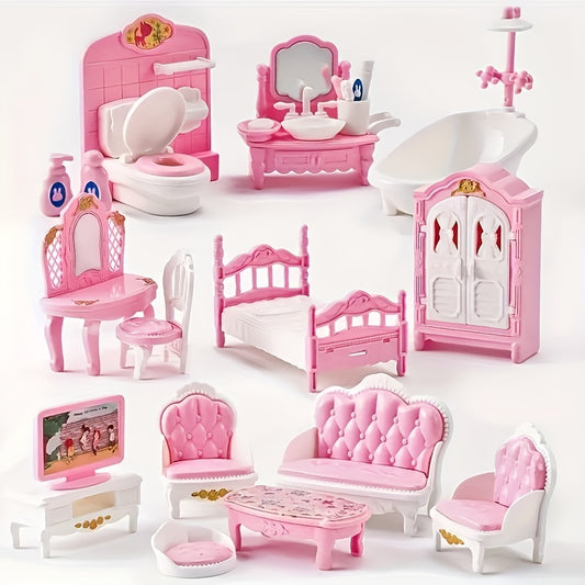 Dolls House 1:12 Miniature Kitchen Bedroom Bathroom Playset