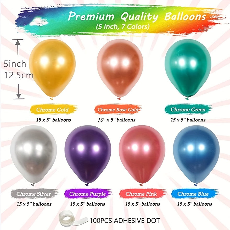 100pcs 5 Inch Metal Mixed Color Balloons