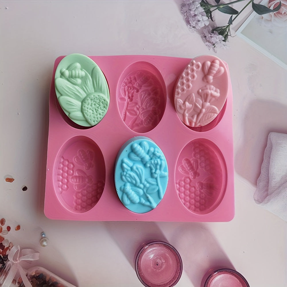 1pc Oval Bee Silicone Soap & Candle Mold