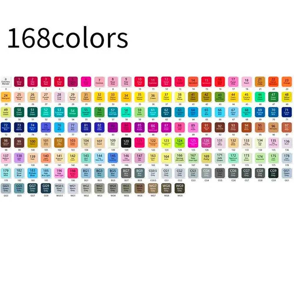 168-Color Vibrant Alcohol Markers Set Includes Free App