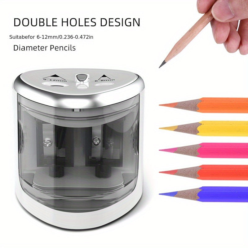 Electric Pencil Sharpener Thick And Thin Double Hole Semi-automatic