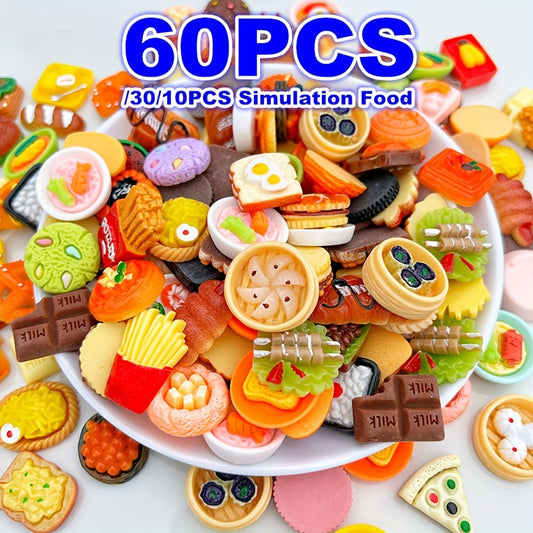 10/30/60PCS Miniature Mixed Styles Resin Foods