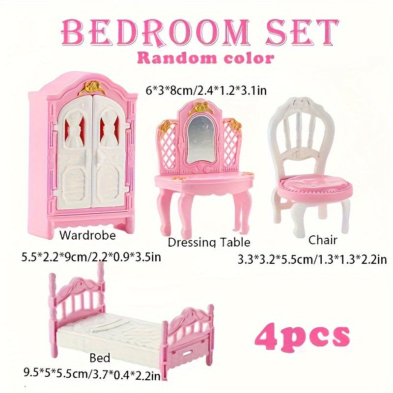 Dolls House 1:12 Miniature Kitchen Bedroom Bathroom Playset