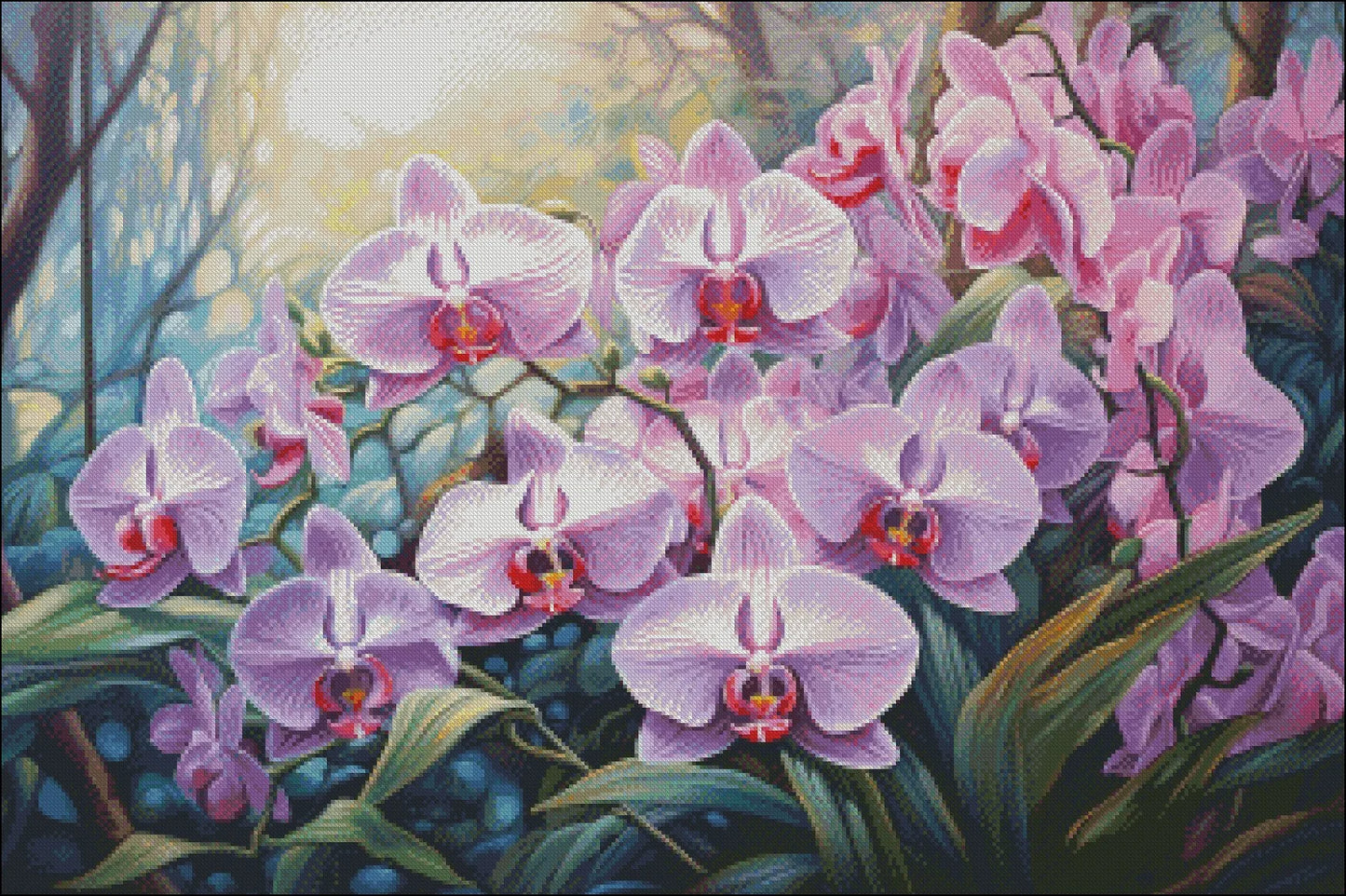 Embroidery Cross Stitch Orchid Oasis Kit