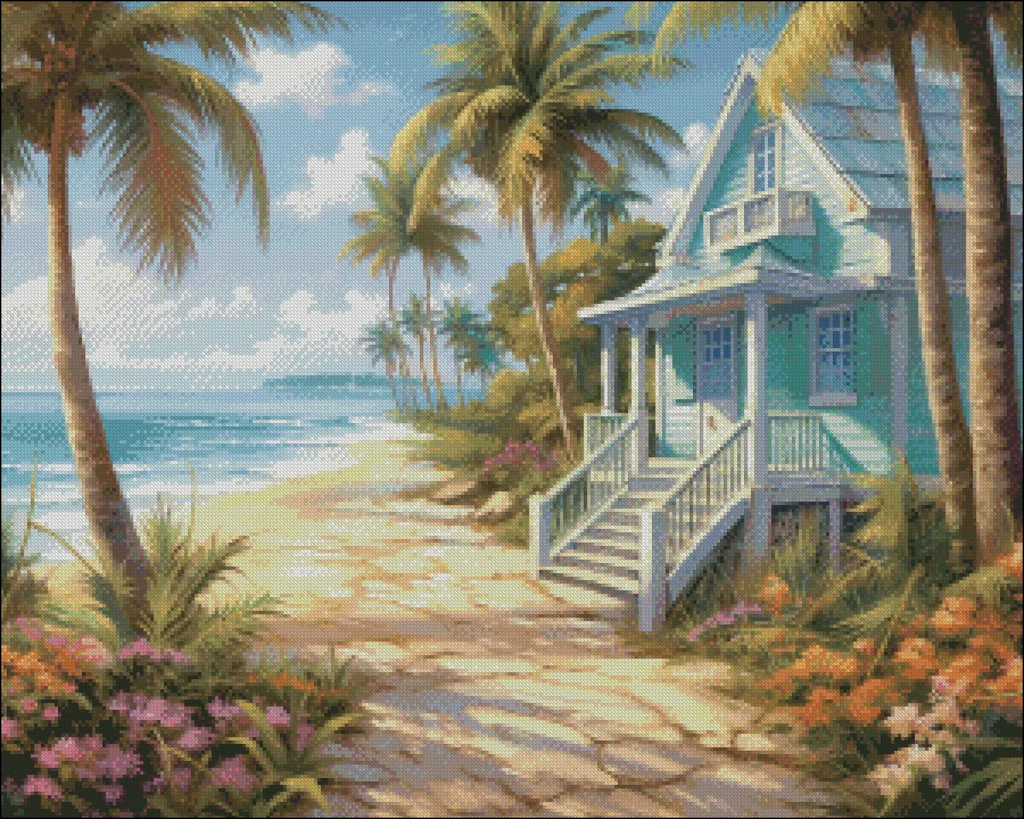 Embroidery Cross Stitch Palm Trees Cottage Kits