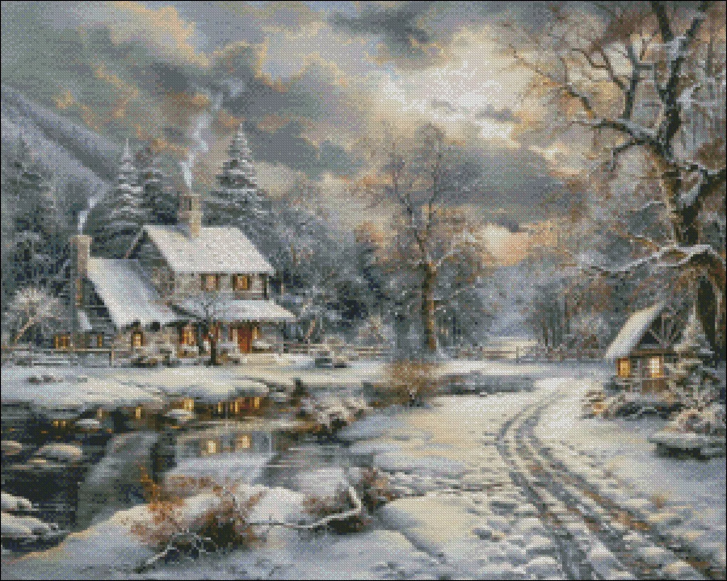 Embroidery Counted Winter Farm Cross Stitch Kits