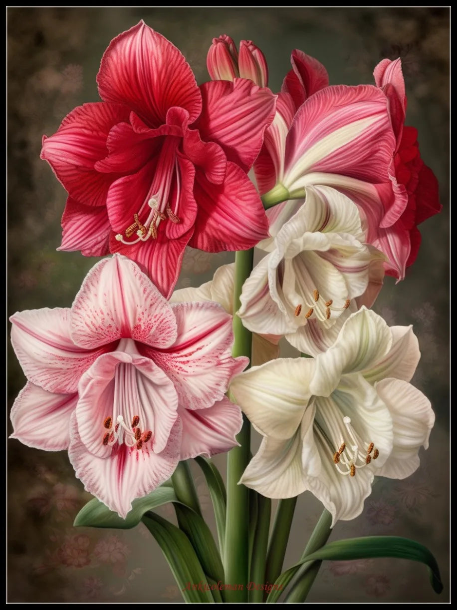 Embroidery Counted Cross Stitch Amaryllis Kit