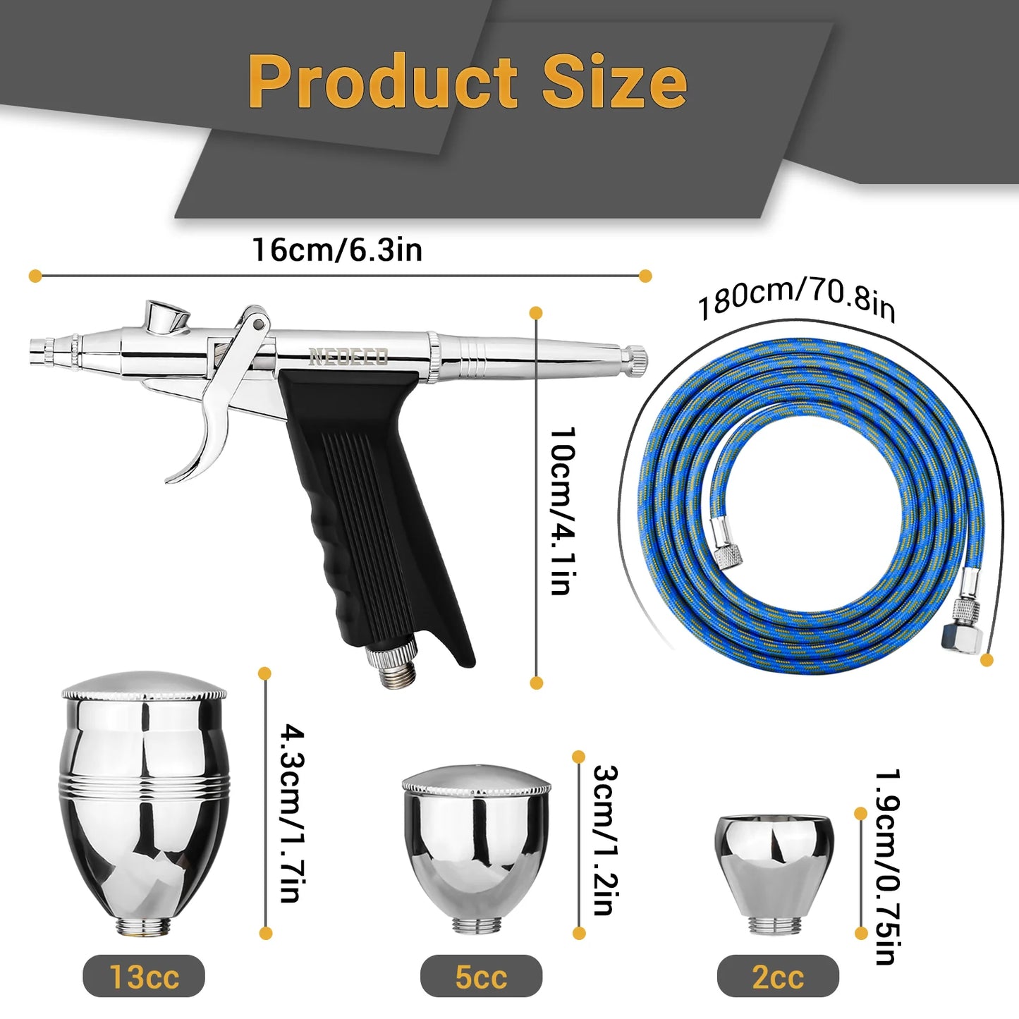 Double/Dual Action Gravity Feed Spray Gun Airbrush Set