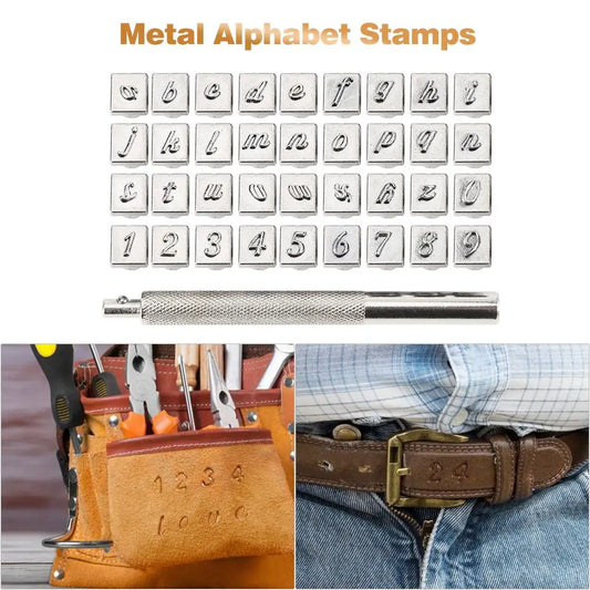 36pcs Steel Alphabet Number Stamp Punch Set for Leather Wood Craft