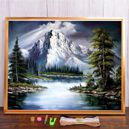 Nature Printed Fabric Cross-Stitch Embroidery Kit