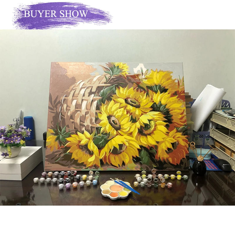 Painting By Numbers Sunflowers Kit