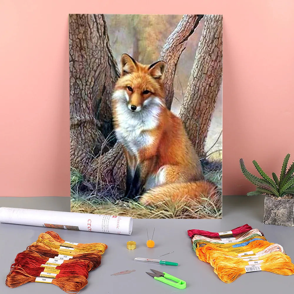 Fox  Cross Stitch  Embroidery Kit