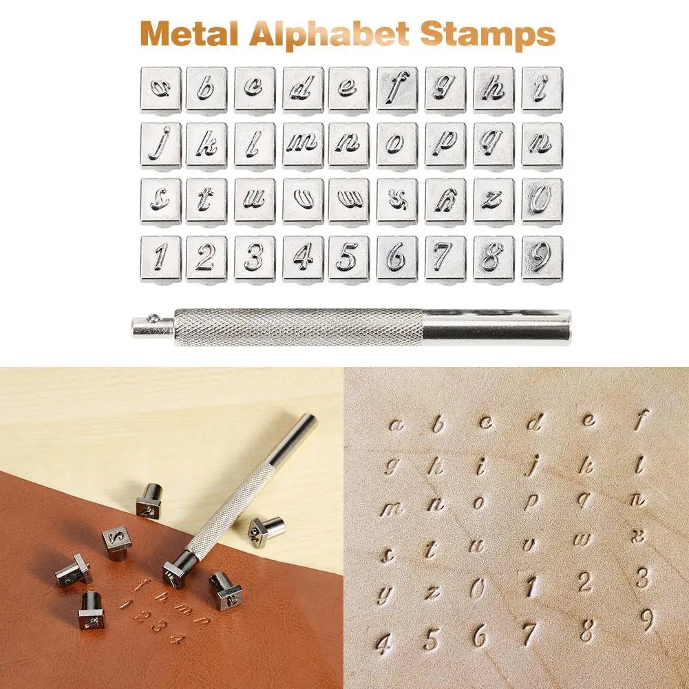 36pcs Steel Alphabet Number Stamp Punch Set for Leather Wood Craft