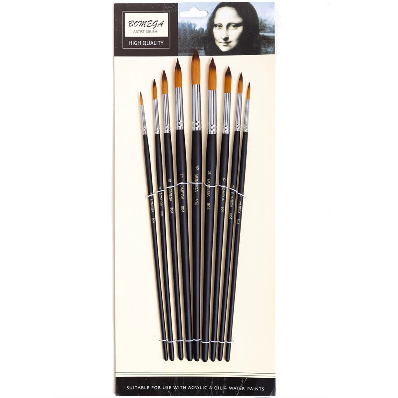 9pcs Nylon Hair  Paint Brushes