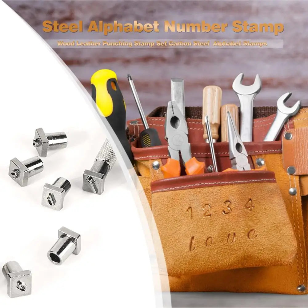 36pcs Steel Alphabet Number Stamp Punch Set for Leather Wood Craft