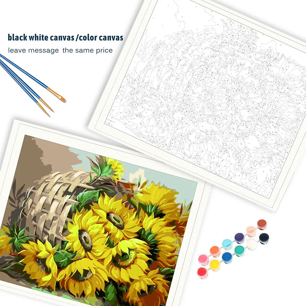 Painting By Numbers Sunflowers Kit