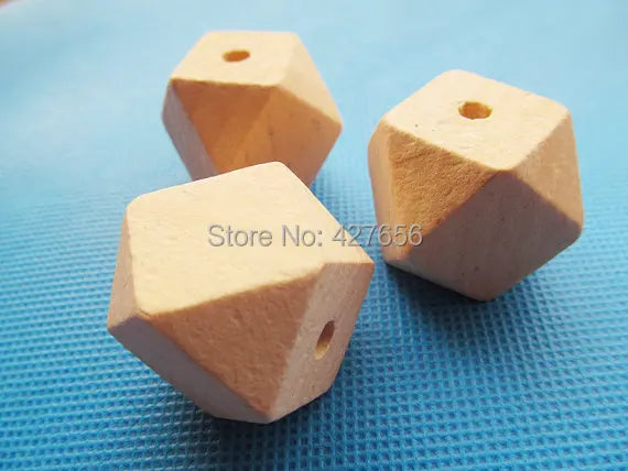 Large Unfinished Faceted Natural Wood Spacer Beads