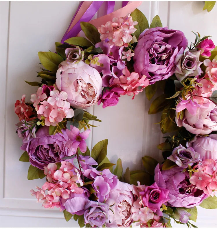 Artificial Peony Wreath Door Decoration