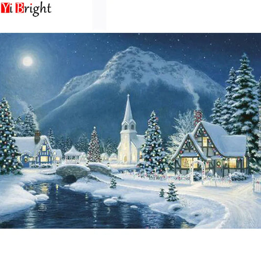 Winter Landscape Mosaic Cross Stitch Embroidery Kit