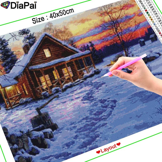 "Snow house view" Cross Stitch Embroidery Kit