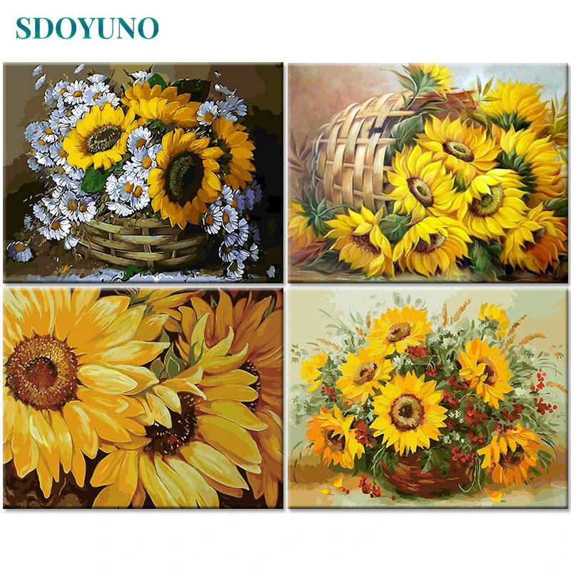 Painting By Numbers Sunflowers Kit