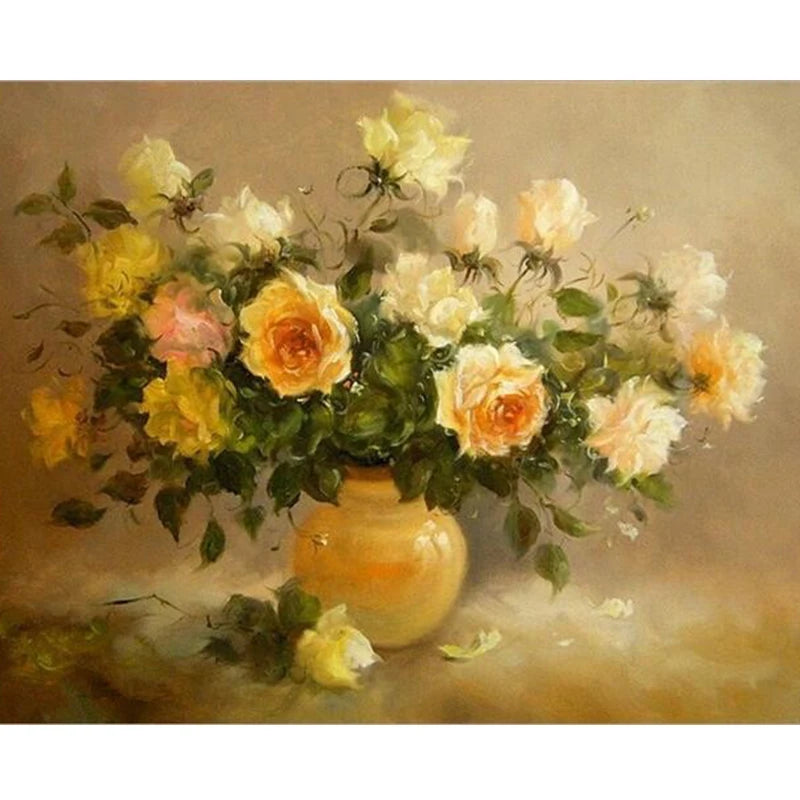 Painting By Numbers Flowers Kit