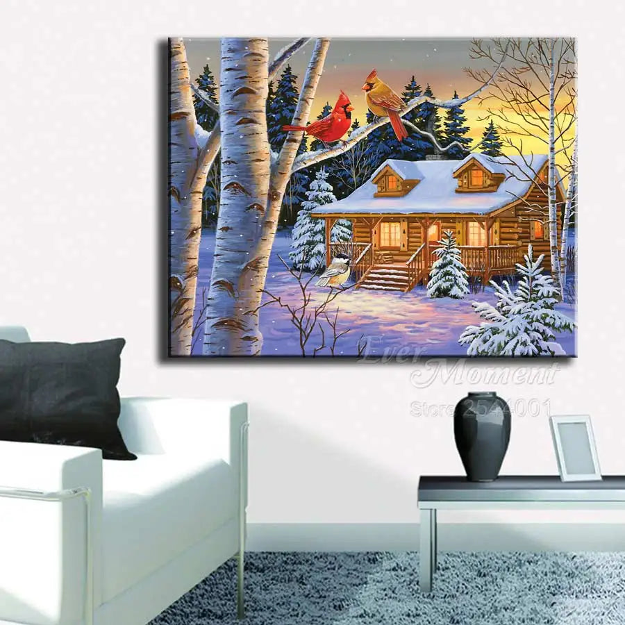 Winter Landscape Of Rhinestone Mosaic Embroidery Kit