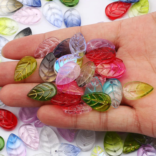 18x11mm Leaf Shape Glass Beads