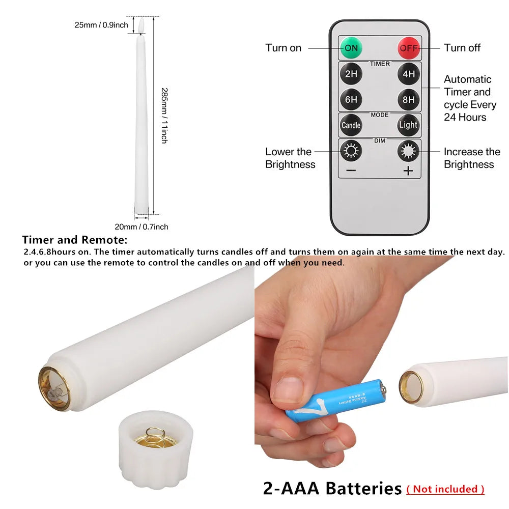 6/24Pc LED Flameless Taper Flickering Candles