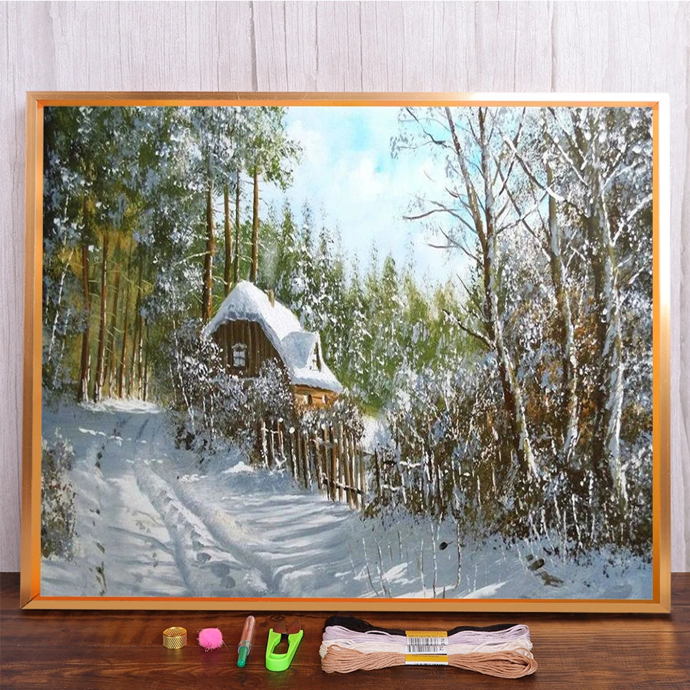 Landscape Winter Cross Stitch Embroidery Kit