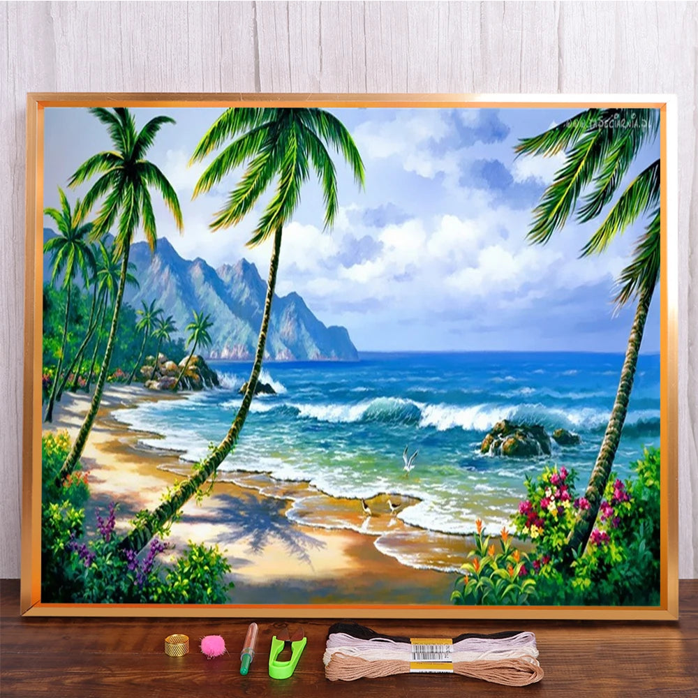 Landscape Seaside Cross Stitch Embroidery Kit