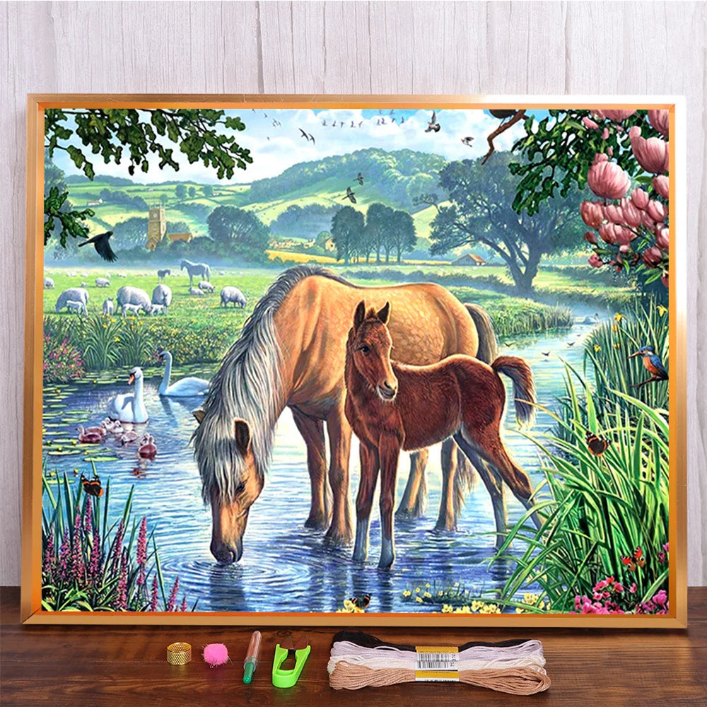 Horse Cross Stitch Embroidery Kit