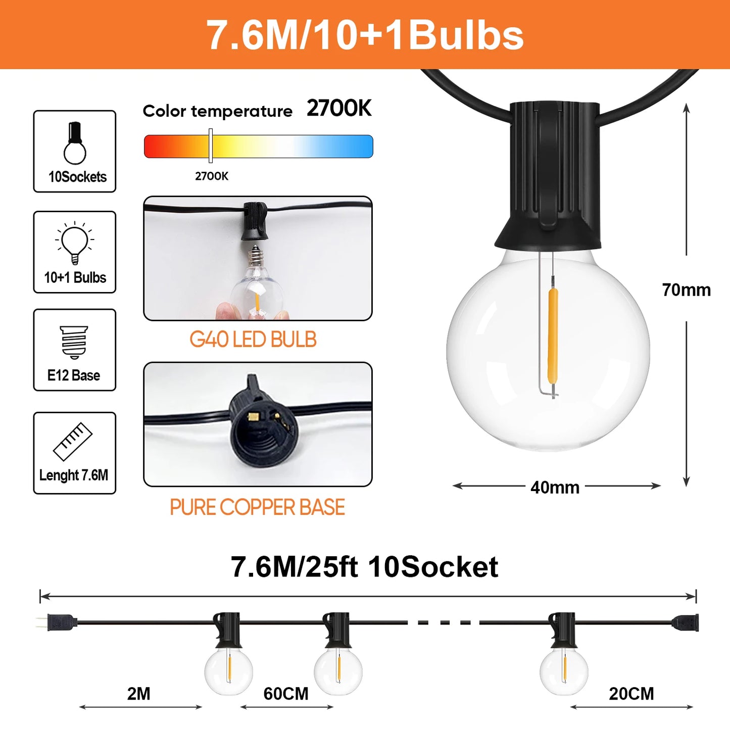 String Light Shatterproof Plastic