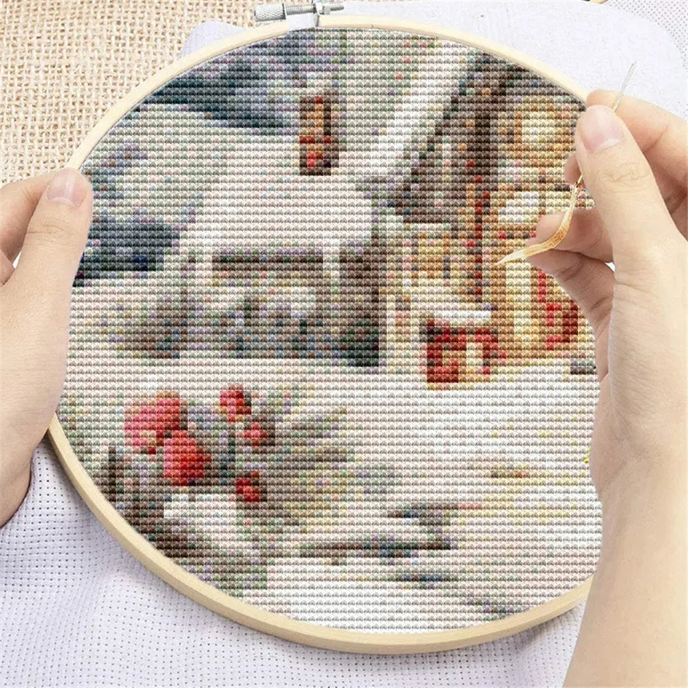 Winter House Landscape Embroidery Kits