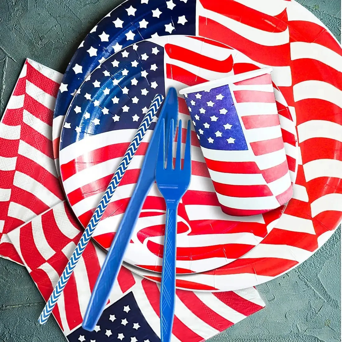 American Flag Patriotic Independence Day Disposable Tableware