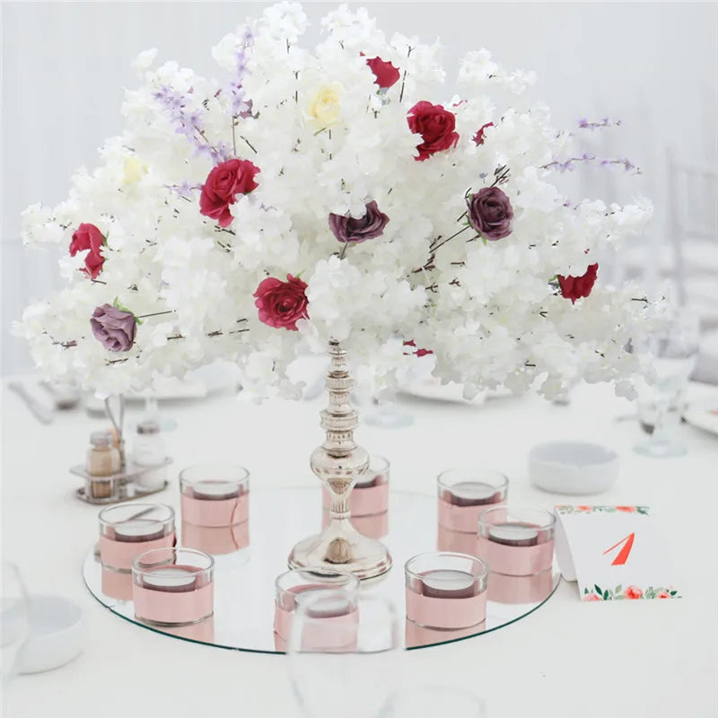 White Artificial Flower Ball Wedding Table Centerpiece