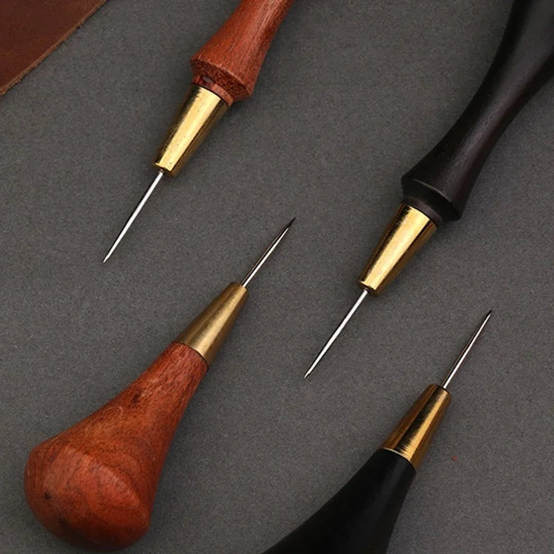 Leather DIY Wooden Handle Sewing Awl