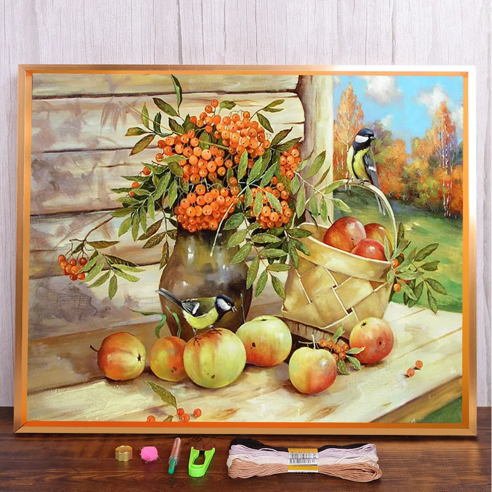 Fruit Basket  Canvas Cross Stitch Embroidery Set