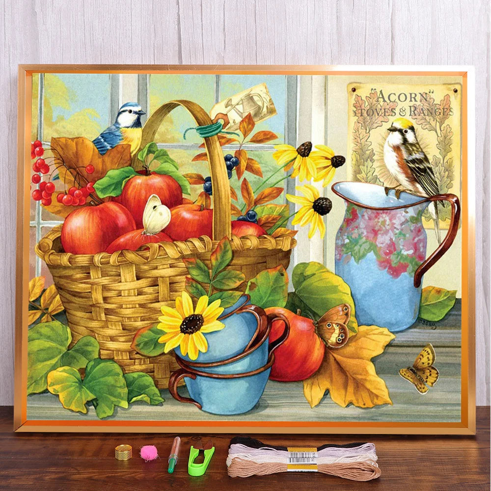 Fruit Basket  Canvas Cross Stitch Embroidery Set