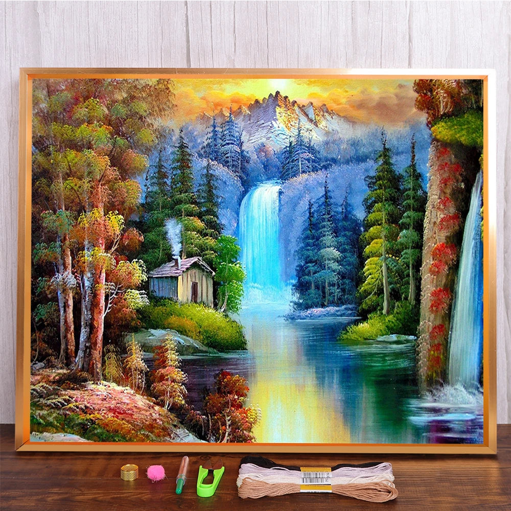 Landscape 11CT Cross Stitch  Embroidery Complete Kit