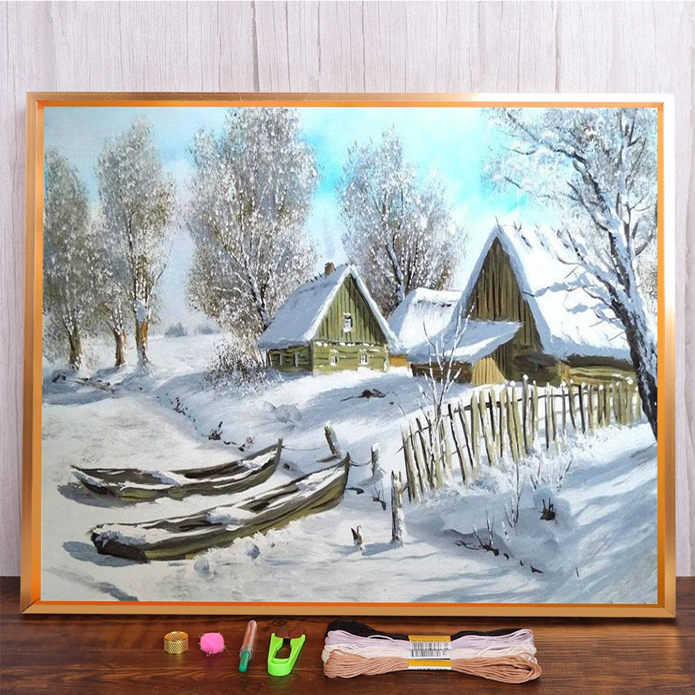 Landscape Winter Cross Stitch Embroidery Kit