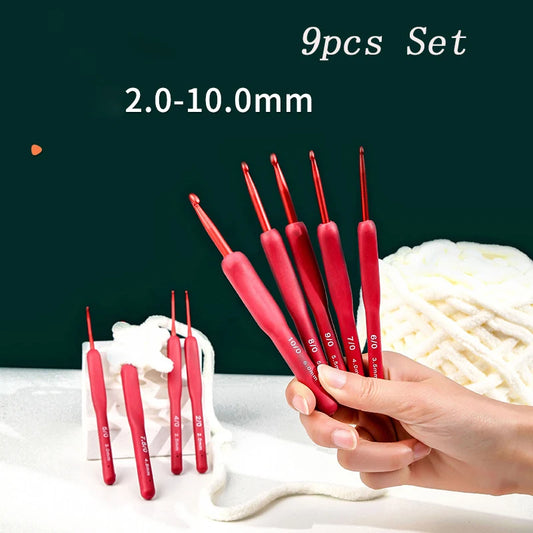 9pcs/Set Silicone Crochet Hooks Set